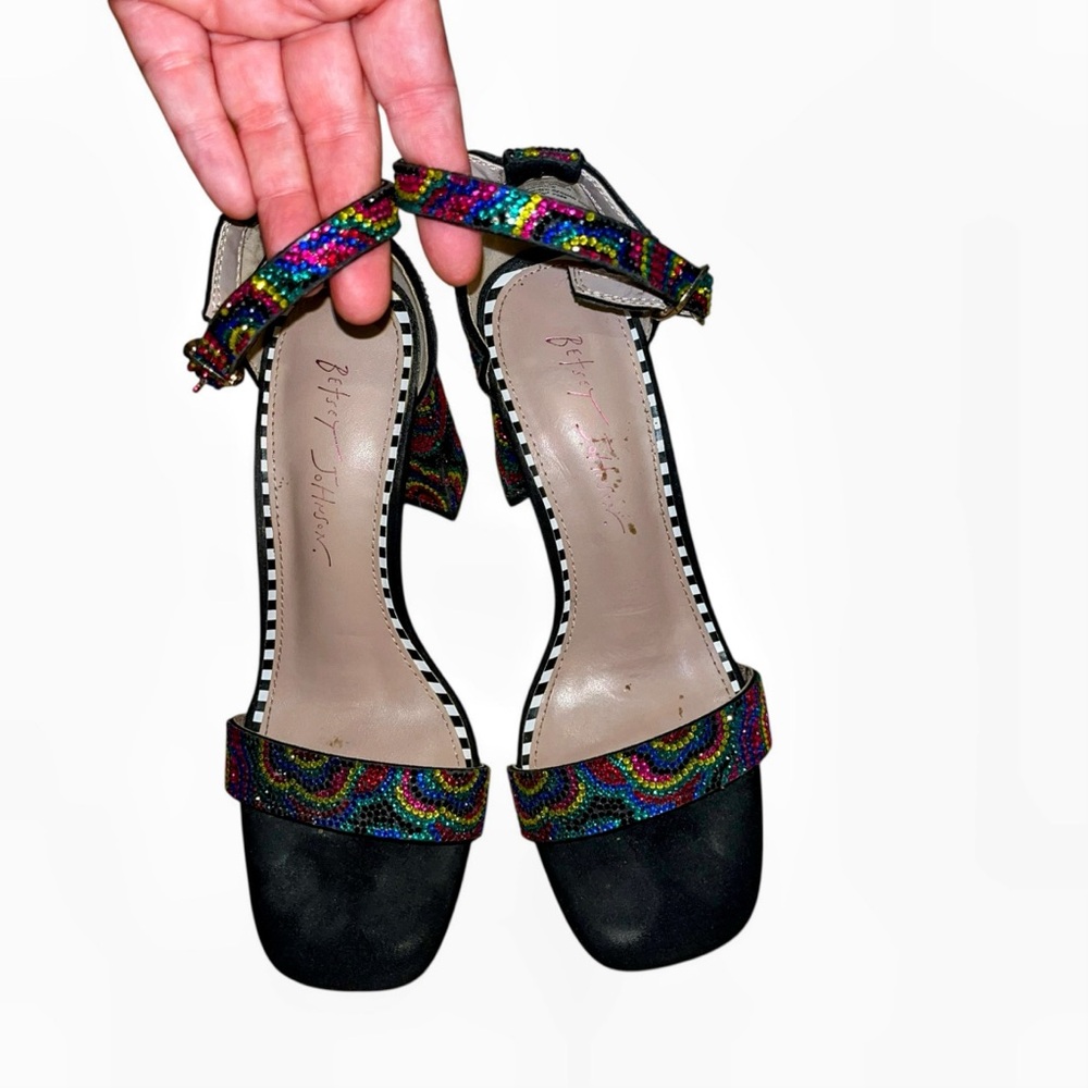 Betsey Johnson Multicolor Beaded Women's Sandals Cicely Block Heel Dress 8.5 - Picture 7 of 8